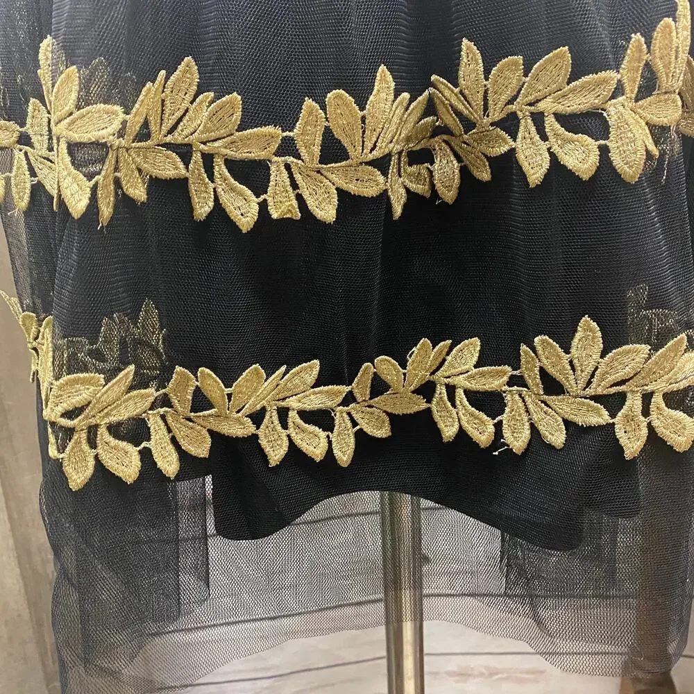 MEDIUM Soieblu Embroidered Little Black Prom Dress - Picture 3 of 11